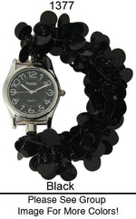 Load image into Gallery viewer, 12 Sequin Disc Strech Watches with Matching Dial
