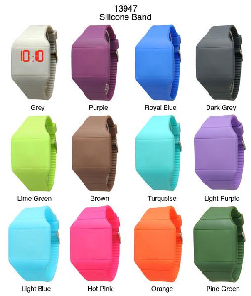 6 Geneva Digital Silicone Watches