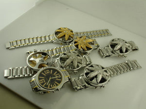 12 Silver/Two-tone Leaf Spin Watches