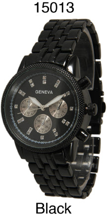 6 Geneva Closed Band Watches w/Rhinestones