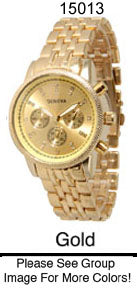 6 Geneva Closed Band Watches w/Rhinestones