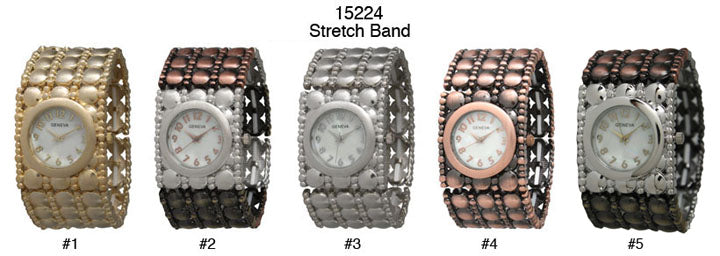 6 Geneva Stretch Band Watches