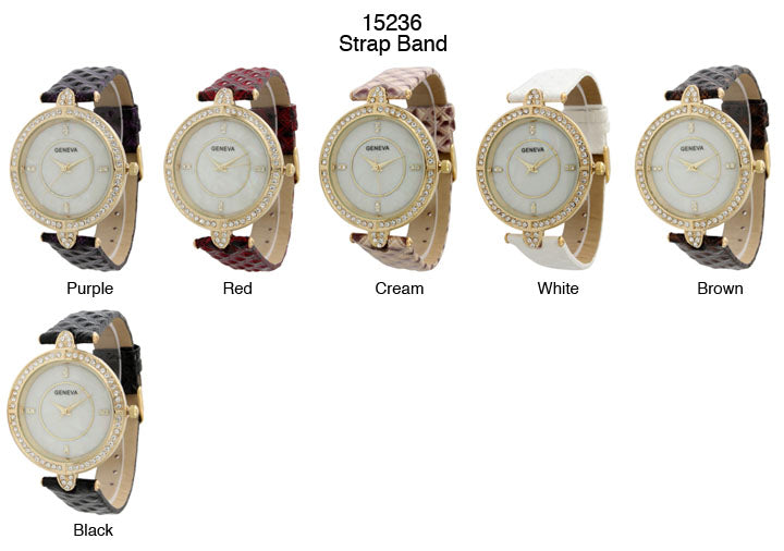 6 Geneva Strap Band Watches