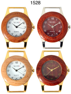 6 Gold Tone Wood Solid Bar Watch Faces