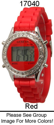 6 Geneva Digital Silicone Strap Band Watches