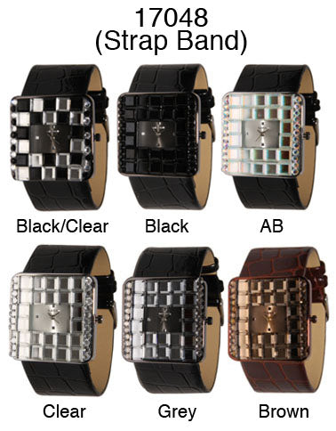 6 Narmi leather strap watches w/ rhinestone