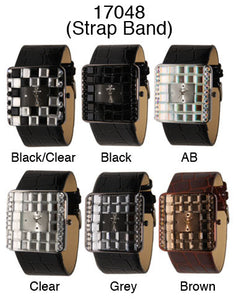 6 Narmi leather strap watches w/ rhinestone