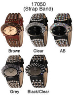 Load image into Gallery viewer, 6 Narmi leather strap watches w/ rhinestone
