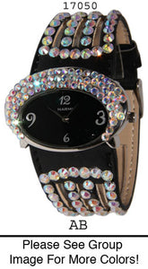 6 Narmi leather strap watches w/ rhinestone