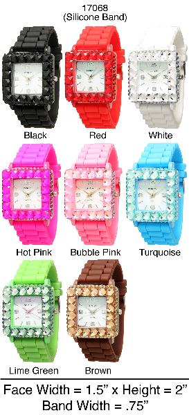 6 Geneva Silicone Strap Watches