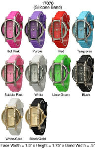 6 Geneva Silicone Strap Watches