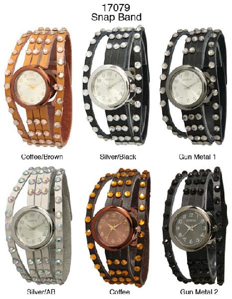 6 Geneva Snap Band Watches