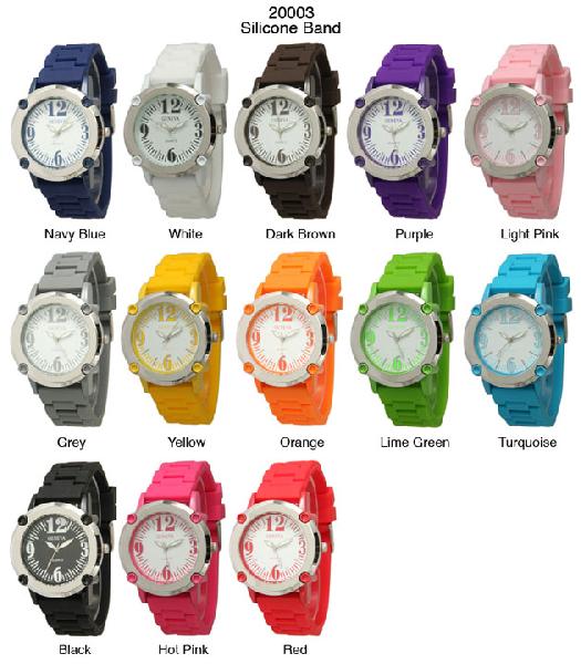 6 Geneva Silicone Band Watches