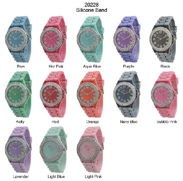 6 Geneva Silicone Band Watches