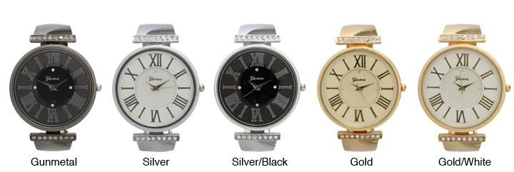 6 Rhinestone Encrusted Bangle Watch with Roman Numerals