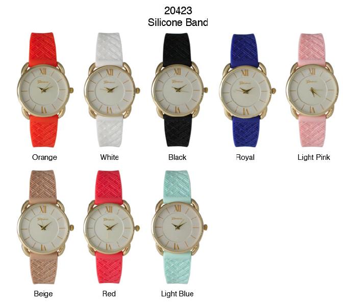 6 Geneva Silicone Band Watches