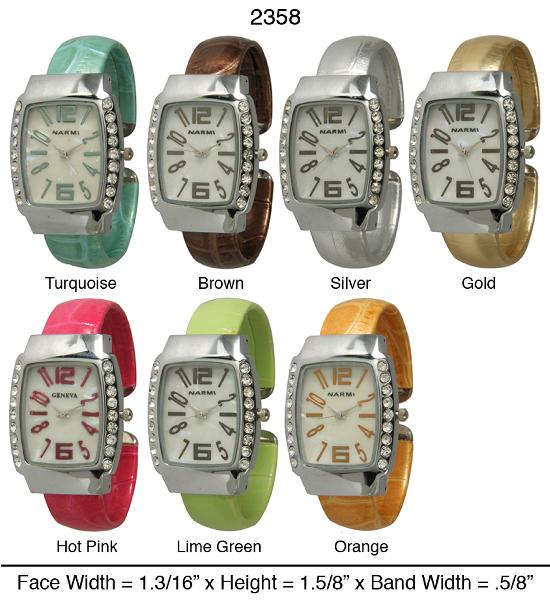 6 Rhinestone Cuff Watches