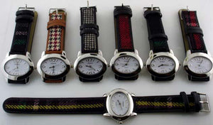 6 Womens Tweed Strap Watches
