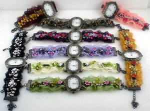 6 floral fabric bracelet watches