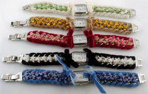 6 floral fabric bracelet watches