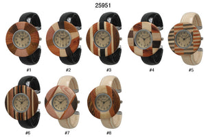 6 Geneva Bangle Watches (Wood)
