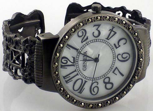 6 Geneva Jumbo marcasite cuff watches