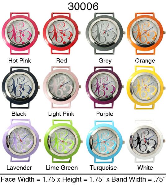 6 Solid Bar Watch Faces/w Glitter Face