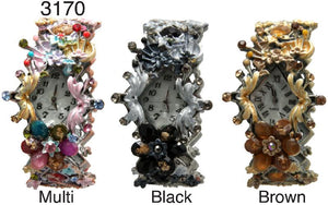 3 Geneva floral style cuffs w/ stones
