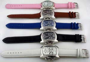 6 unisex faux leather band watches