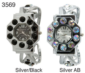 6 Geneva silver cuffs w/ stones