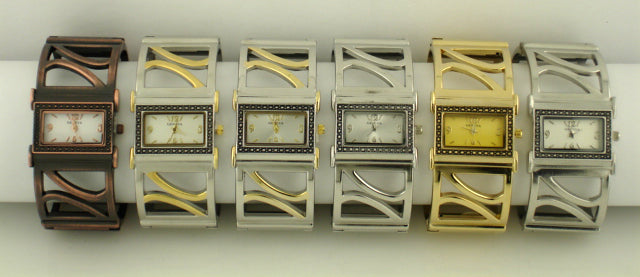 6 Geneva metal hollow cuff bangles