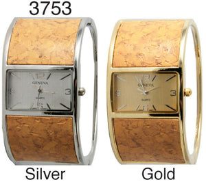 6 Geneva Metal cuff bangles /w cork inlay