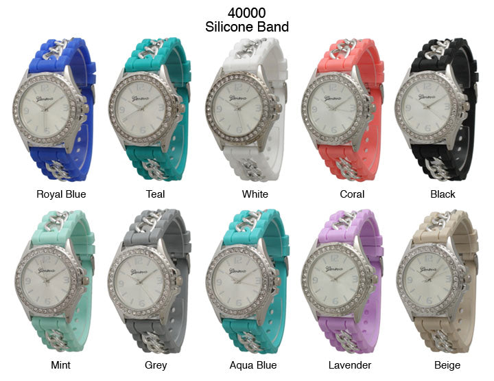 6 Geneva Silicone Band Watches