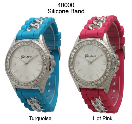 6 Geneva Silicone Band Watches