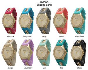 6 Geneva Silicone Band Watches