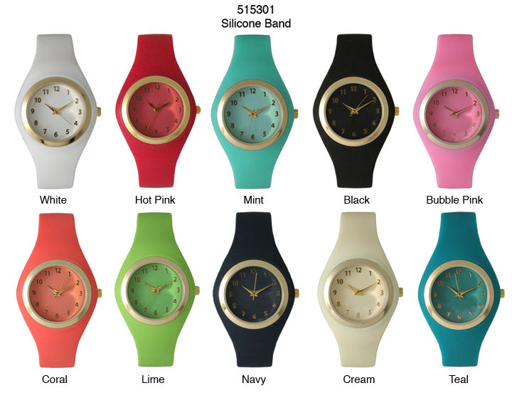 6 Geneva Silicone Band Watches