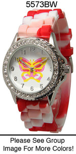 Load image into Gallery viewer, 6 Geneva Ceramic Silicone Style Watches w/rhinestones
