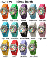 Load image into Gallery viewer, 6 Geneva  Ceramic Silicone Style Watches w/rhinestones
