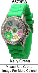 Load image into Gallery viewer, 6 Geneva  Ceramic Silicone Style Watches w/rhinestones
