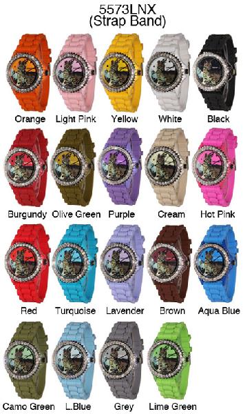 6 Geneva Silicone Style Watches w/rhinestones