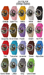 6 Geneva Silicone Style Watches w/rhinestones