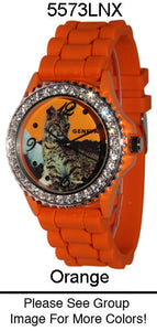 6 Geneva Silicone Style Watches w/rhinestones