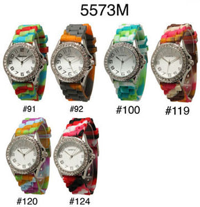 6 Narmi Silicone Strap Band Watches w/Rhinestones