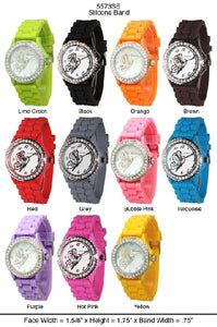 6  Geneva Silicone Style Watches w/rhinestones