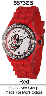 Load image into Gallery viewer, 6  Geneva Silicone Style Watches w/rhinestones
