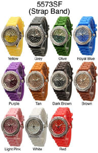 6  Geneva Ceramic Silicone Style Watches w/rhinestones
