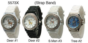 6 Geneva Christmas Themed Silicone Strap Watches