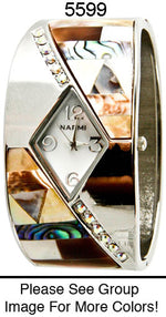 Load image into Gallery viewer, 6 Geneva Metal Cuff Bangles /W Shell Inlay
