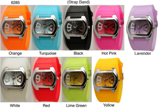 6 Geneva Silicone Strap Band Watches