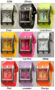 6 Geneva Rubber Strap Band Watches